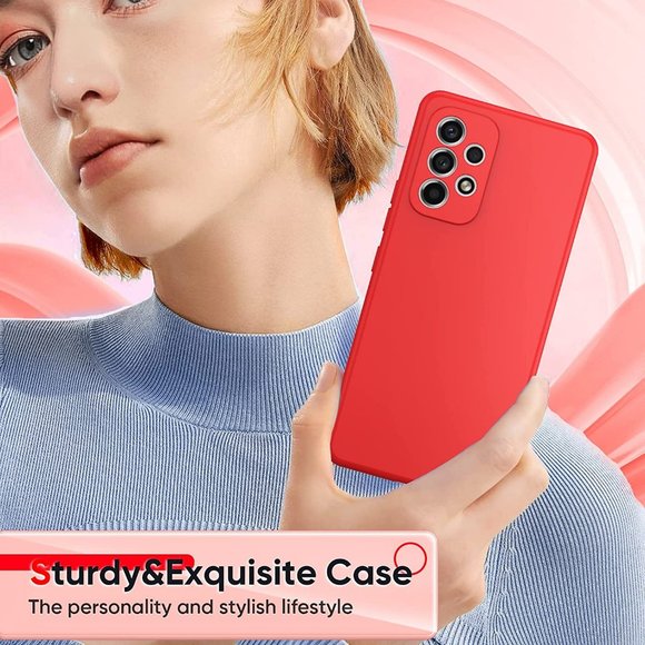 LeYi Red Silicone Samsung A53 Phone Case  & 2 Tempered Glass Screen Protectors - Picture 4 of 6